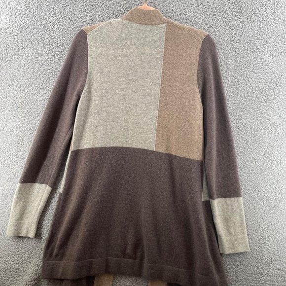 Charter Club Cashmere Cardigan Sweater Colorblock Browns Size Medium - Picture 4 of 7